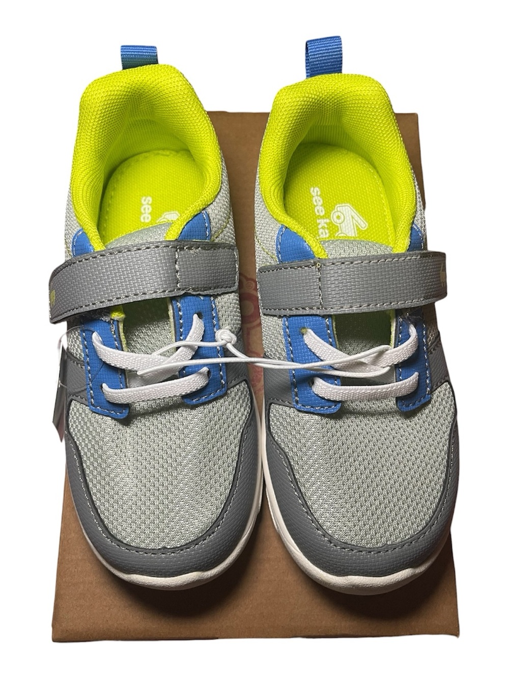 See Kai Run Basics Tenny Sneakers Toddler Boys Size 11 Gray Blue Lime Green NWT - Picture 2 of 6